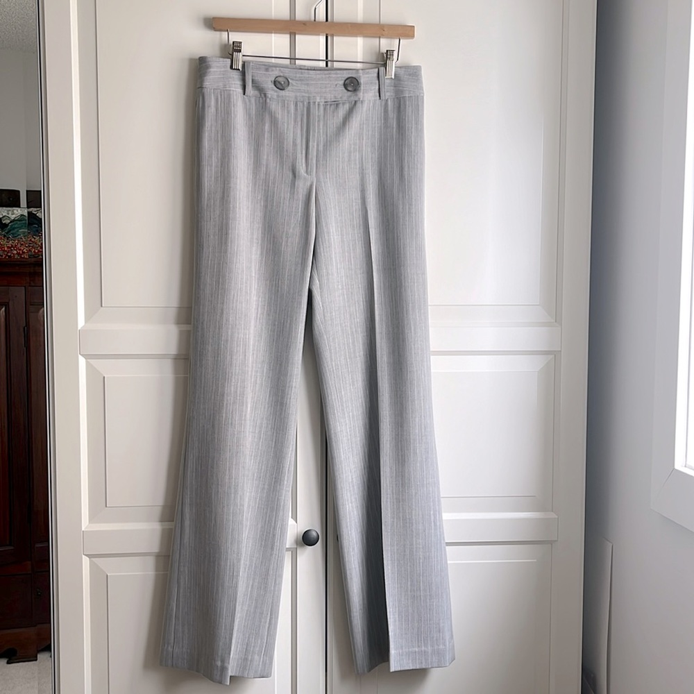 High-Rise Wide-Leg Dress Pants in Light Gray